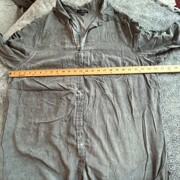 Western Womens Tunic Top Size 2X Gray Button Up Embroidered Aztec Rayon 17600 - Picture 8 of 10